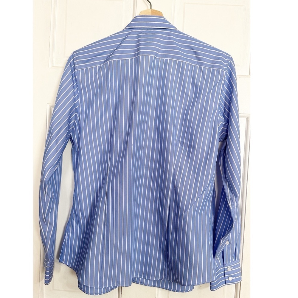 Land’s End Blue Striped Button Down Shirt Sz 10P - Picture 2 of 3